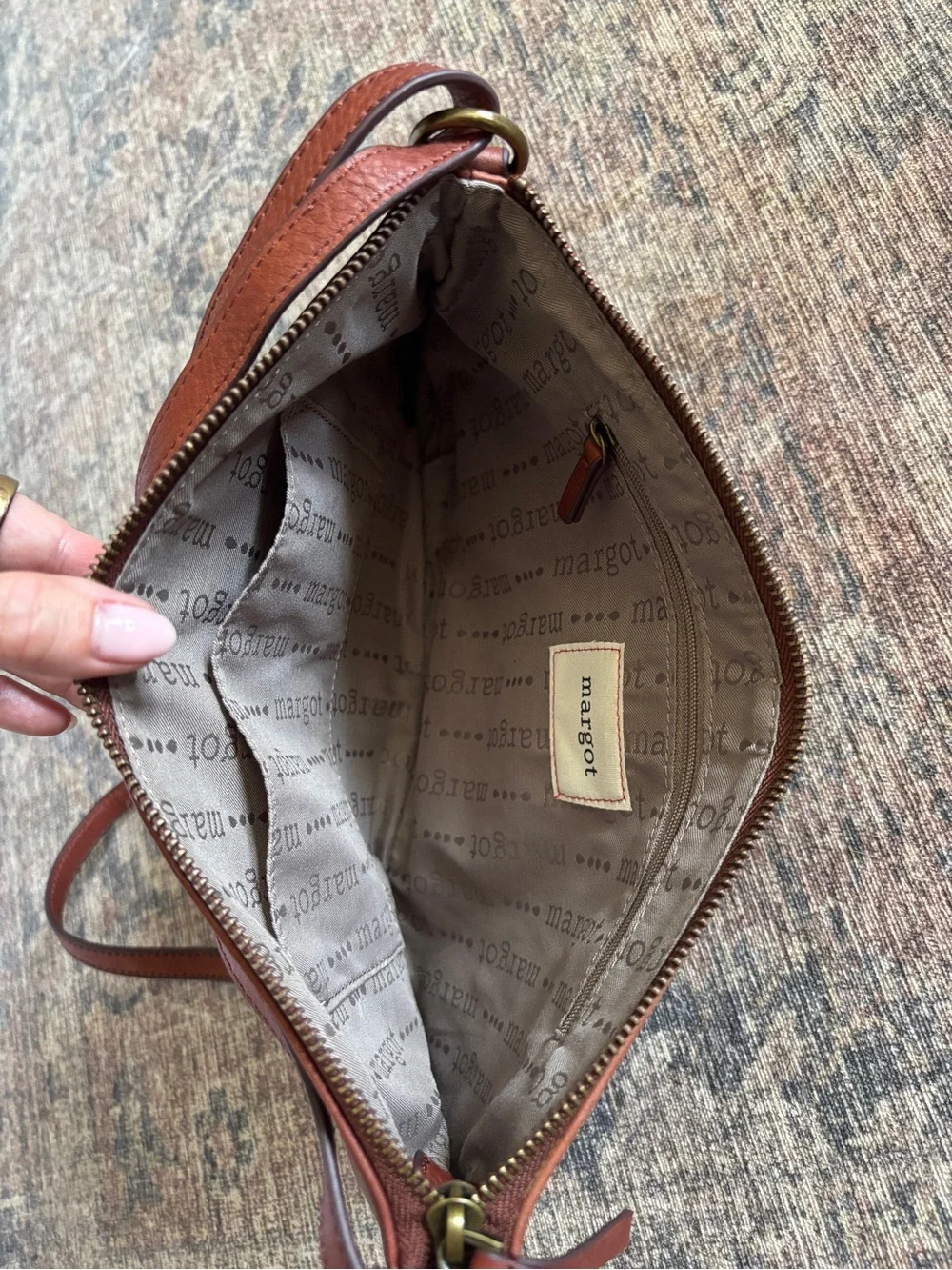 Margot Classic Brown Leather Crossbody Bag